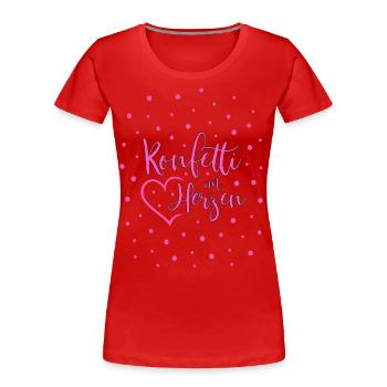 Konfetti im Herzen - Frauen Premium Bio T-Shirt - Rot - Vorne - Mia (176cm)