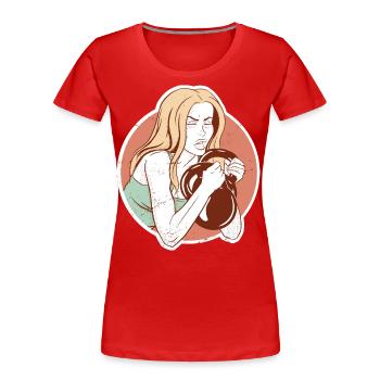 Bodybuilder Leg Day Girl Kettlebells Fitness - Frauen Premium Bio T-Shirt - Rot - Vorne - Mia (176cm)