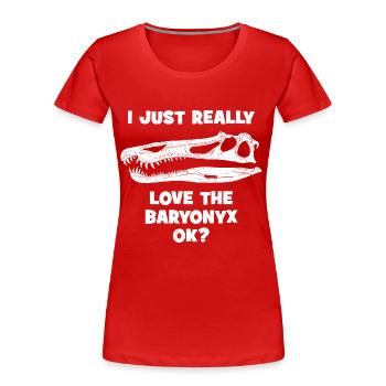 Baryonyx Fossil Kopf - Frauen Premium Bio T-Shirt - Rot - Vorne - Mia (176cm)