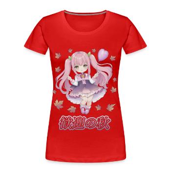 Fille manga - bienvenue l'automne - T-shirt bio Premium Femme - rouge - Devant - Mia (176cm)