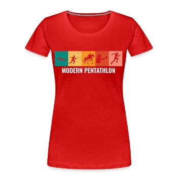 Pentathlon moderne - Escrime Natation Équitation - T-shirt bio Premium Femme - rouge - Devant - Mia (176cm)