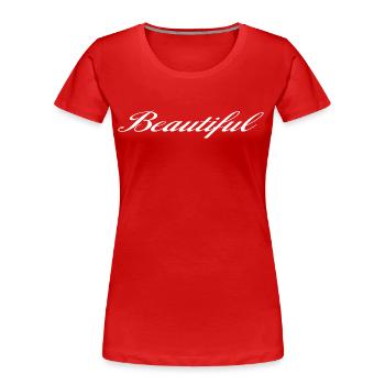 Beautiful Vintage - T-shirt bio Premium Femme - rouge - Devant - Mia (176cm)