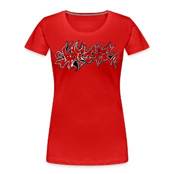 HardCore Design Rot - Frauen Premium Bio T-Shirt - Rot - Vorne - Mia (176cm)
