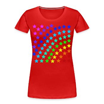 Sterne bunt Regenbogen Geschenkidee - Frauen Premium Bio T-Shirt - Rot - Vorne - Mia (176cm)