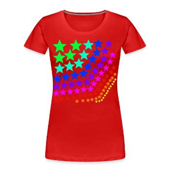 Bunte Sterne Regenbogen - Frauen Premium Bio T-Shirt - Rot - Vorne - Mia (176cm)