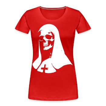 Satanische Nonne, okkulte und dunkle T-Shirts zu - Frauen Premium Bio T-Shirt - Rot - Vorne - Mia (176cm)