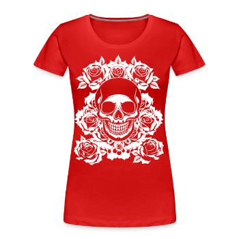 Horreur Crâne Crâne Art Crâne Gothique Heavy Metal - T-shirt bio Premium Femme - rouge - Devant - Mia (176cm)