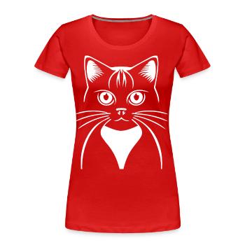Funny Cat Silhouette Cheeky Fun Cats - Women's Premium Organic T-Shirt - red - Front - Mia (176cm)