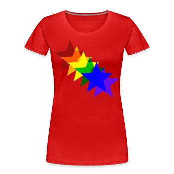 Bunte Sterne Regenbogen Geschenkidee - Frauen Premium Bio T-Shirt - Rot - Vorne - Mia (176cm)