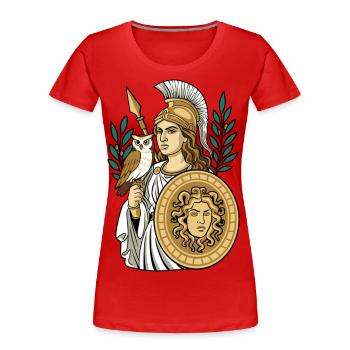 Athene - Frauen Premium Bio T-Shirt - Rot - Vorne - Mia (176cm)
