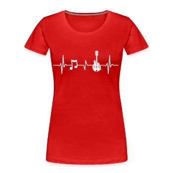 Mandoline Herzschlag Bluegrass Country Musik - Frauen Premium Bio T-Shirt - Rot - Vorne - Mia (176cm)