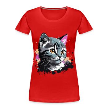 chaton mignon, chat - T-shirt bio Premium Femme - rouge - Devant - Mia (176cm)