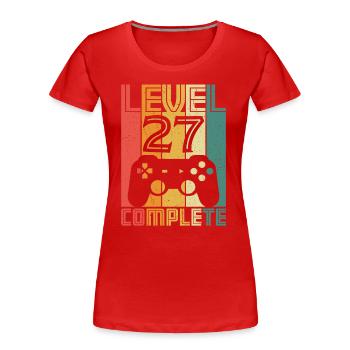 27th Birthday Gamer Level 27 Complete 27 years - Women's Premium Organic T-Shirt - red - Front - Mia (176cm)