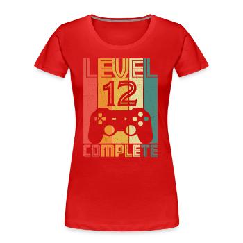 12. Geburtstag Gamer Level 12 Complete 12 Jahre - Frauen Premium Bio T-Shirt - Rot - Vorne - Mia (176cm)