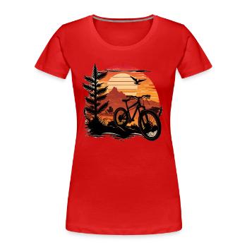 Vintage Retro Bike Mountain Bike Holiday Nature - Women's Premium Organic T-Shirt - red - Front - Mia (176cm)