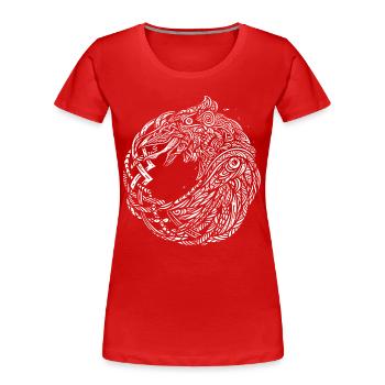 Odins Raben Hugin Munin Keltische Wikinger Knoten - Frauen Premium Bio T-Shirt - Rot - Vorne - Mia (176cm)