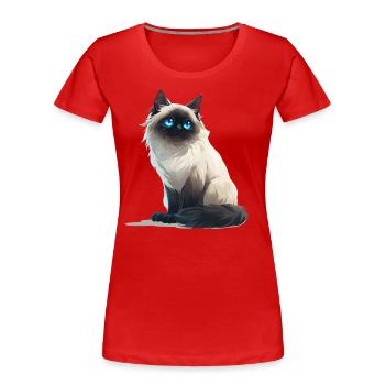 Birma Katze - Frauen Premium Bio T-Shirt - Rot - Vorne - Mia (176cm)