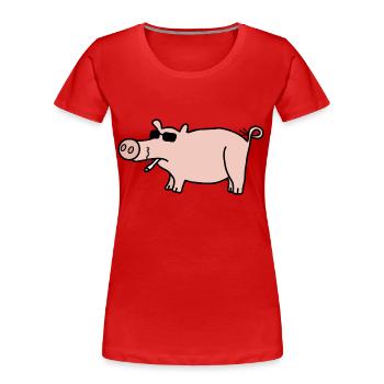 Porc frais - T-shirt bio Premium Femme - rouge - Devant - Mia (176cm)