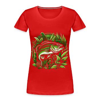 Bass Fish - Women's Premium Organic T-Shirt - red - Front - Mia (176cm)