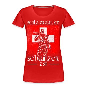Tell - Schwiizer - Stolz - T-shirt bio Premium Femme - rouge - Devant - Mia (176cm)