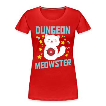 Dungeon Meowster | Nerdy Cat D20 RPG Fantasy Game - Frauen Premium Bio T-Shirt - Rot - Vorne - Mia (176cm)