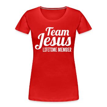 Team Jesus Lifetime Member Christian Jesus - Women's Premium Organic T-Shirt - red - Front - Mia (176cm)