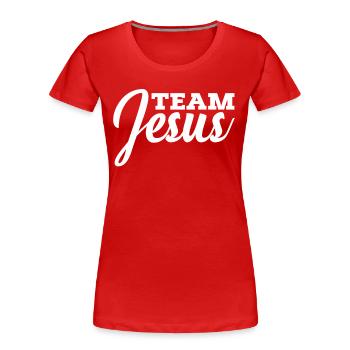 Team Jesus Christian Jesus - Women's Premium Organic T-Shirt - red - Front - Mia (176cm)