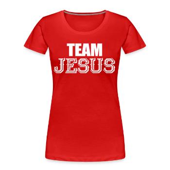 Team Jesus Christian Jesus - Women's Premium Organic T-Shirt - red - Front - Mia (176cm)
