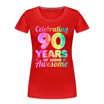 90th Birthday Idea Celebrating 90 Year Of Being - Women's Premium Organic T-Shirt - red - Front - Mia (176cm)