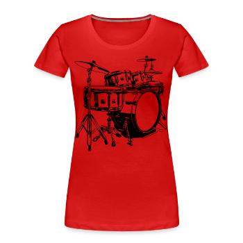 Schlagzeug - Frauen Premium Bio T-Shirt - Rot - Vorne - Mia (176cm)