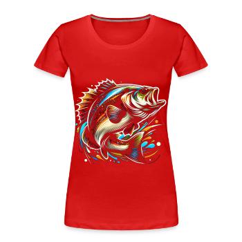 Bass Fish - Women's Premium Organic T-Shirt - red - Front - Mia (176cm)