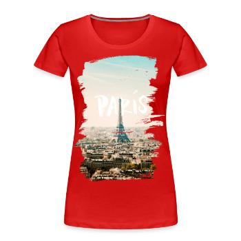 Paris - T-shirt bio Premium Femme - rouge - Devant - Mia (176cm)