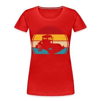Walze retro t-shirt Straßenwalze - Frauen Premium Bio T-Shirt - Rot - Vorne - Mia (176cm)