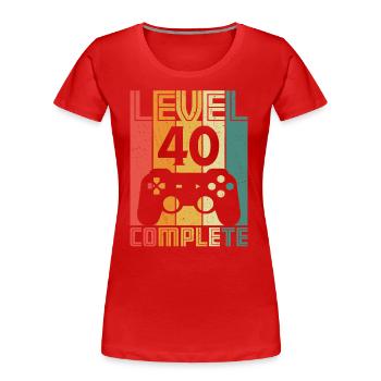 40. Geburtstag Gamer Level 40 Complete 40 Jahre - Frauen Premium Bio T-Shirt - Rot - Vorne - Mia (176cm)