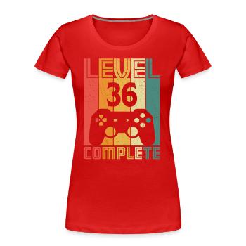 36th birthday Gamer Level 36 Complete 36 years - Women's Premium Organic T-Shirt - red - Front - Mia (176cm)