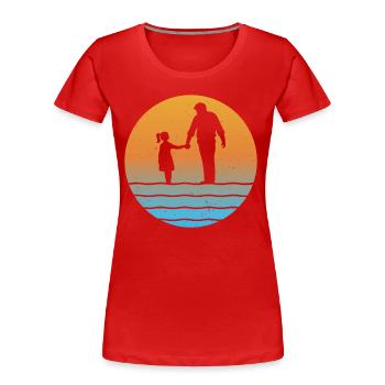 Père et fille Sunset Grand-père et petite-fille - T-shirt bio Premium Femme - rouge - Devant - Mia (176cm)