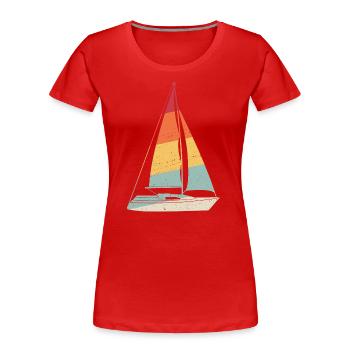 Sailing Sailboat Retro Sailing Ship Sea Yacht - Women's Premium Organic T-Shirt - red - Front - Mia (176cm)