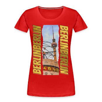 Berlin Fernsehturm Skyline Gold Deutschland - Frauen Premium Bio T-Shirt - Rot - Vorne - Mia (176cm)