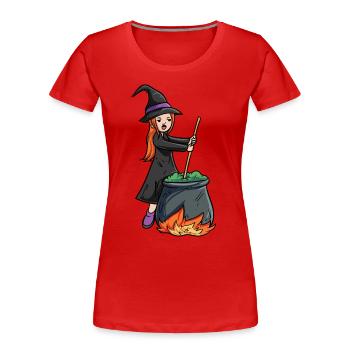 Hexe Kessel - Frauen Premium Bio T-Shirt - Rot - Vorne - Mia (176cm)