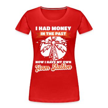 Administrateur amateur Ma propre statistique radioamateur - T-shirt bio Premium Femme - rouge - Devant - Mia (176cm)