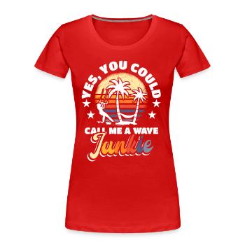 Wave Junkie Kiteboarder Surfer - T-shirt bio Premium Femme - rouge - Devant - Mia (176cm)