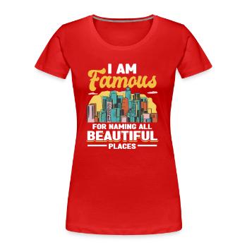 Tour Sightseeing US Amerikanischer Reiseleiter - Frauen Premium Bio T-Shirt - Rot - Vorne - Mia (176cm)
