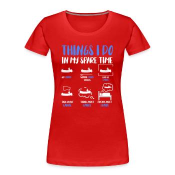 Dans mes temps libres amateurs de canoë sportif - T-shirt bio Premium Femme - rouge - Devant - Mia (176cm)