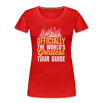 Offiziell der beste Reiseführer der Welt - Frauen Premium Bio T-Shirt - Rot - Vorne - Mia (176cm)