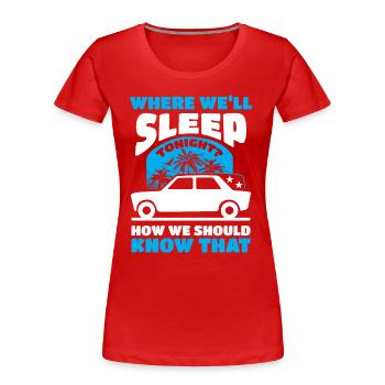 Voyage Road Trip Voiture - T-shirt bio Premium Femme - rouge - Devant - Mia (176cm)