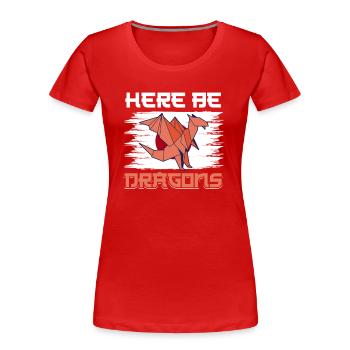 Dragon son origami de pli de papier - T-shirt bio Premium Femme - rouge - Devant - Mia (176cm)
