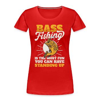 Angeln Angeln Fischer Angelrute Angler - Frauen Premium Bio T-Shirt - Rot - Vorne - Mia (176cm)