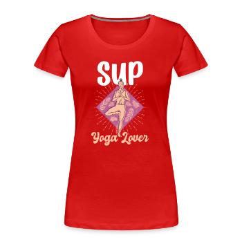 Yogini Stand Up Surfboarder - T-shirt bio Premium Femme - rouge - Devant - Mia (176cm)