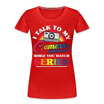 Photographie Photographe - T-shirt bio Premium Femme - rouge - Devant - Mia (176cm)