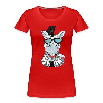 Zebra mit Sonnenbrille - Frauen Premium Bio T-Shirt - Rot - Vorne - Mia (176cm)